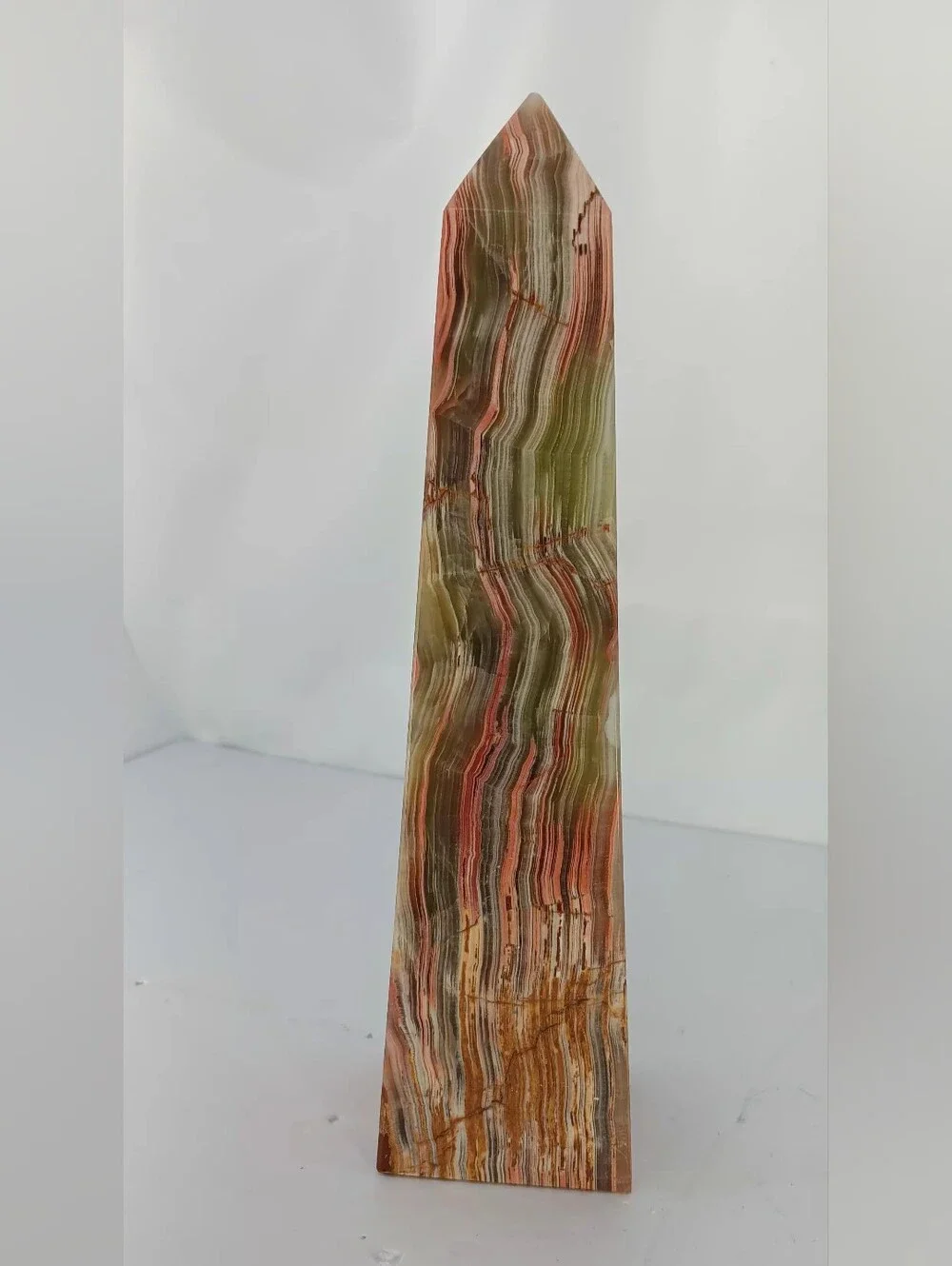 Green Banded Onyx Tower 10 Inches Tall